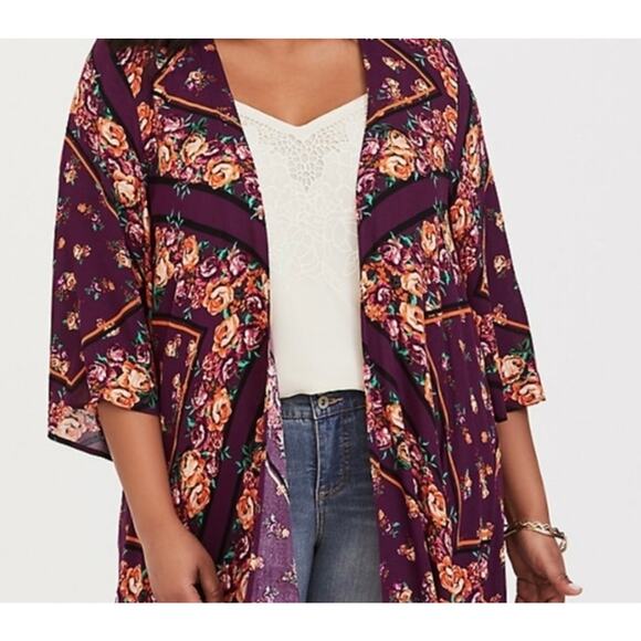 Torrid Floral Kimono/Duster NWT SZ 1X - Picture 4 of 9